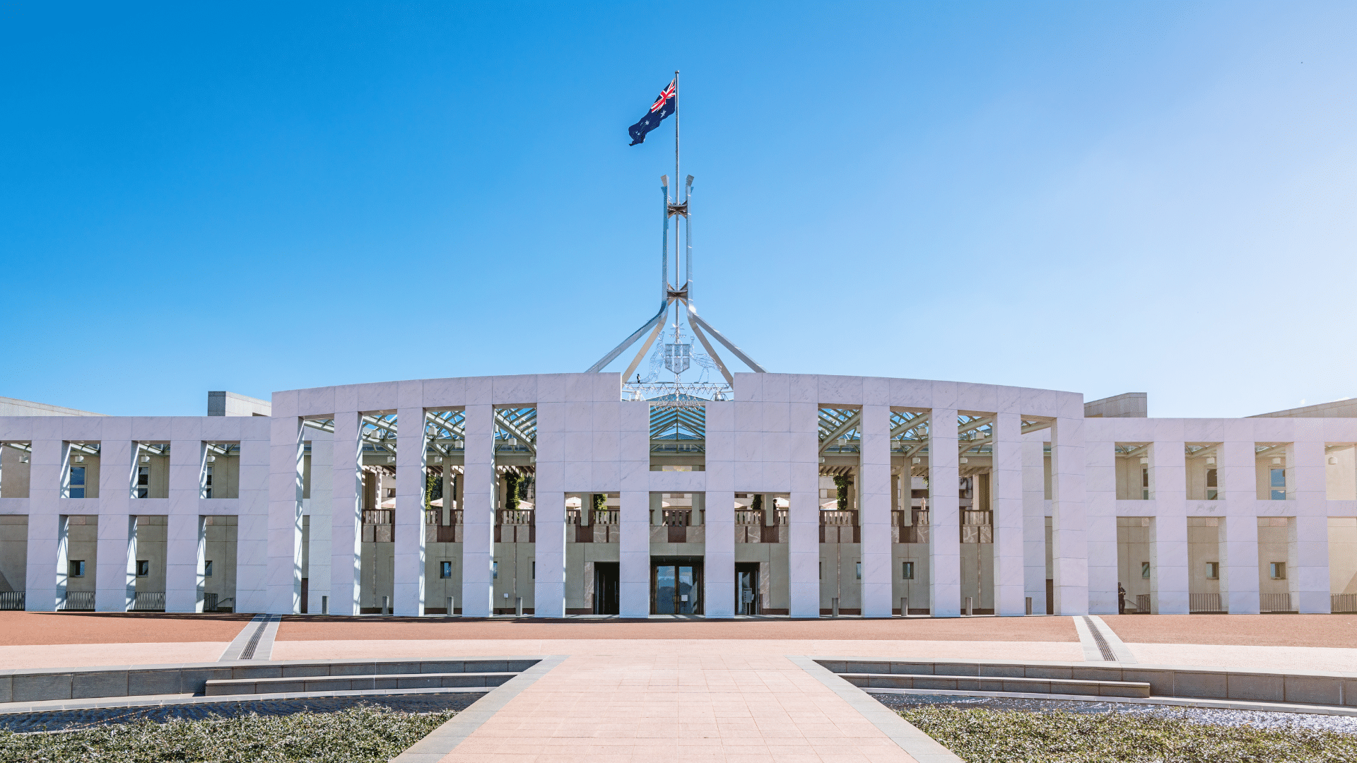 Parliament House with Australian flag