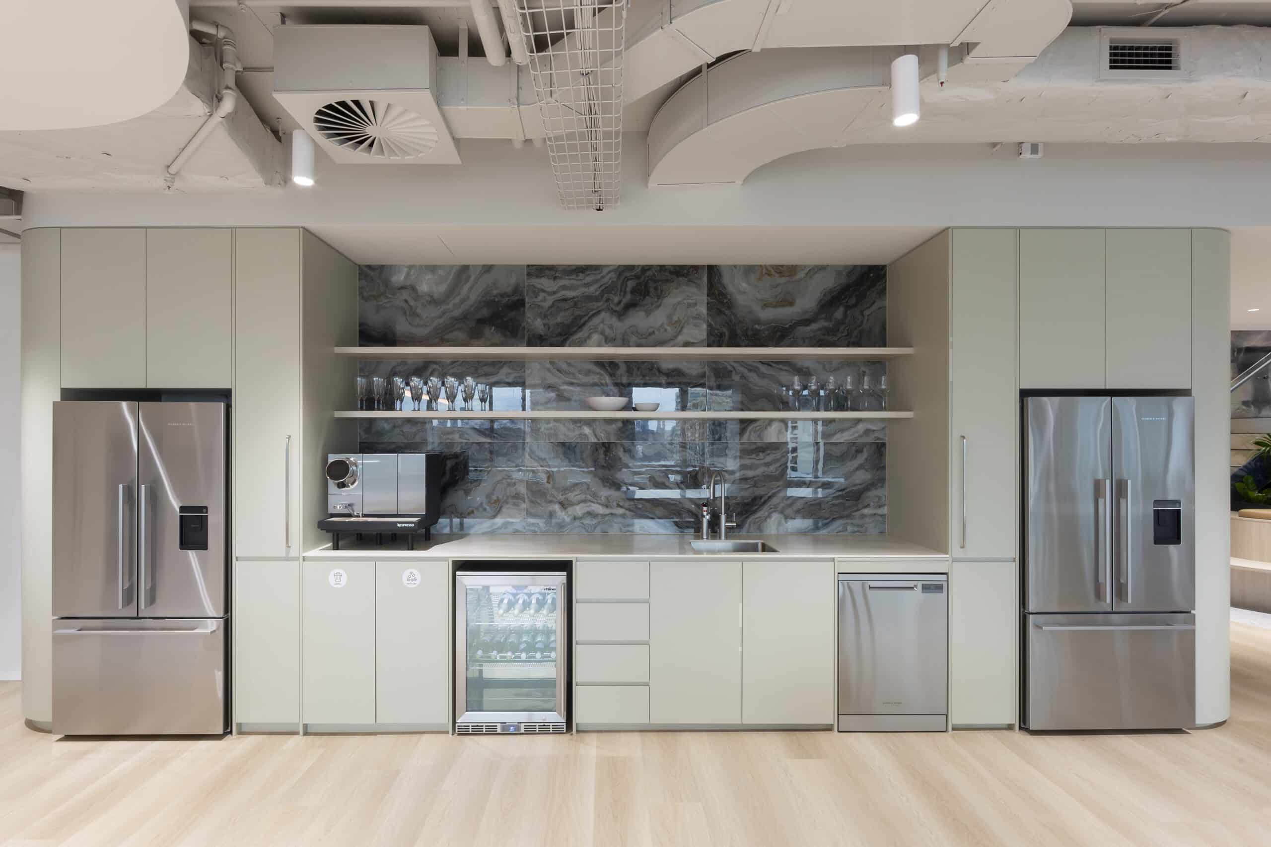 Elegant kitchen space with a stylish, open design for a welcoming atmosphere.