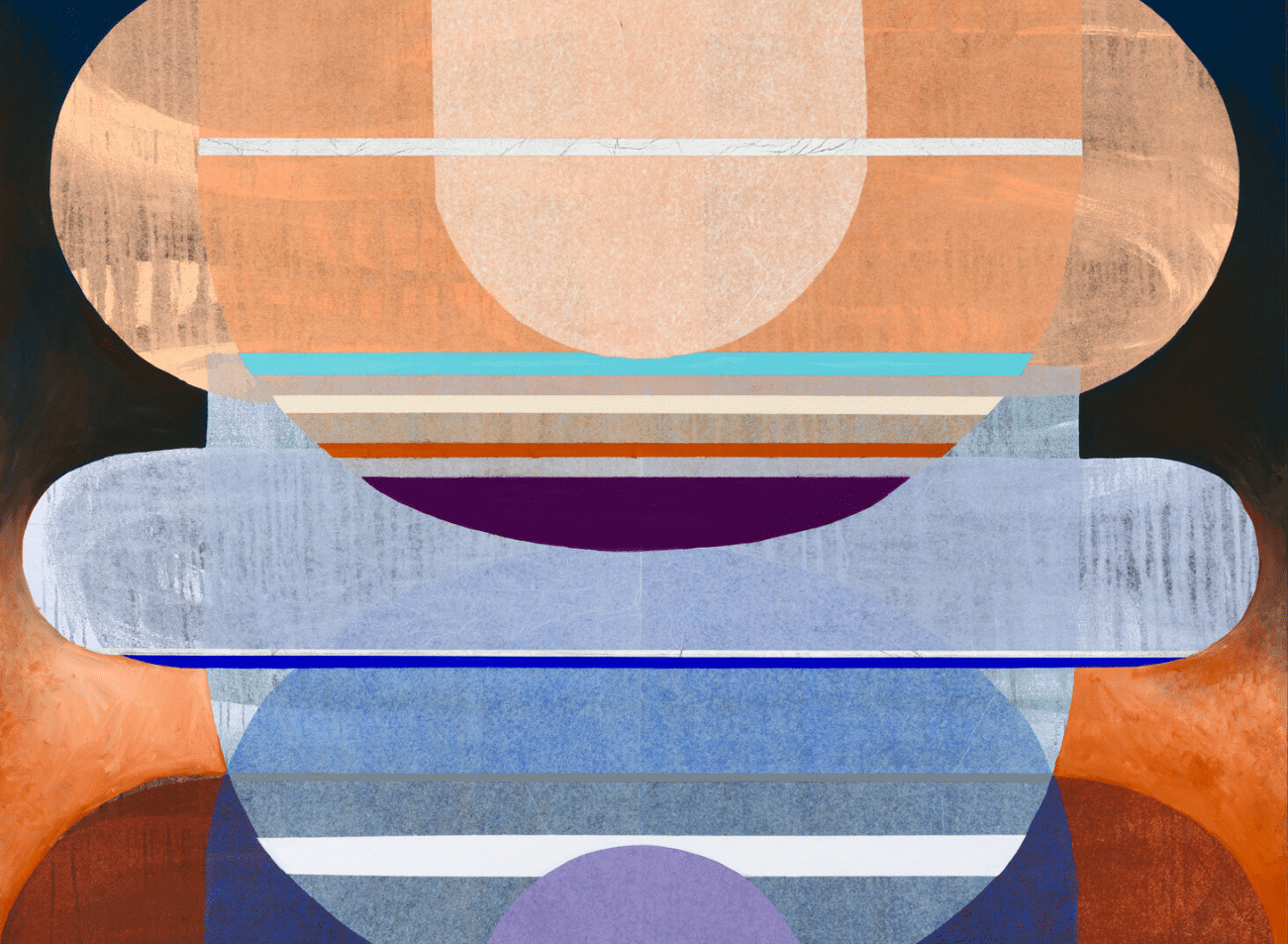 'Empire’ artwork by Antoinette Ferwerda, featuring a dynamic composition with layered textures and geometric elements.